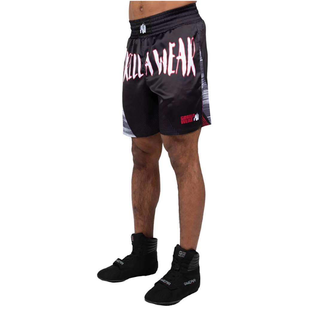 Сатенирани бойни шорти Clayton Boxing Shorts – Black/Red