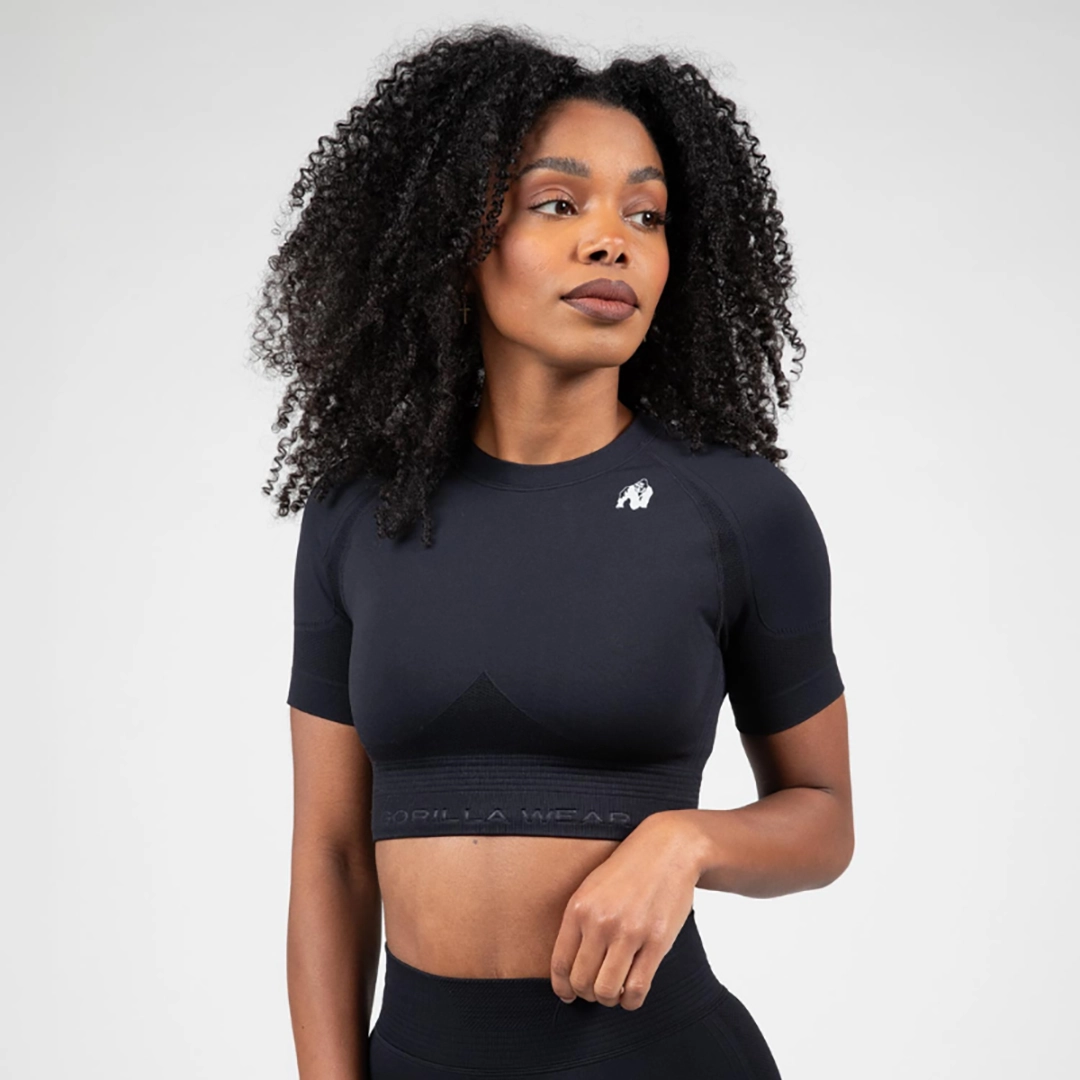 Безшевен къс топ Whitney Seamless Crop Top – Black
