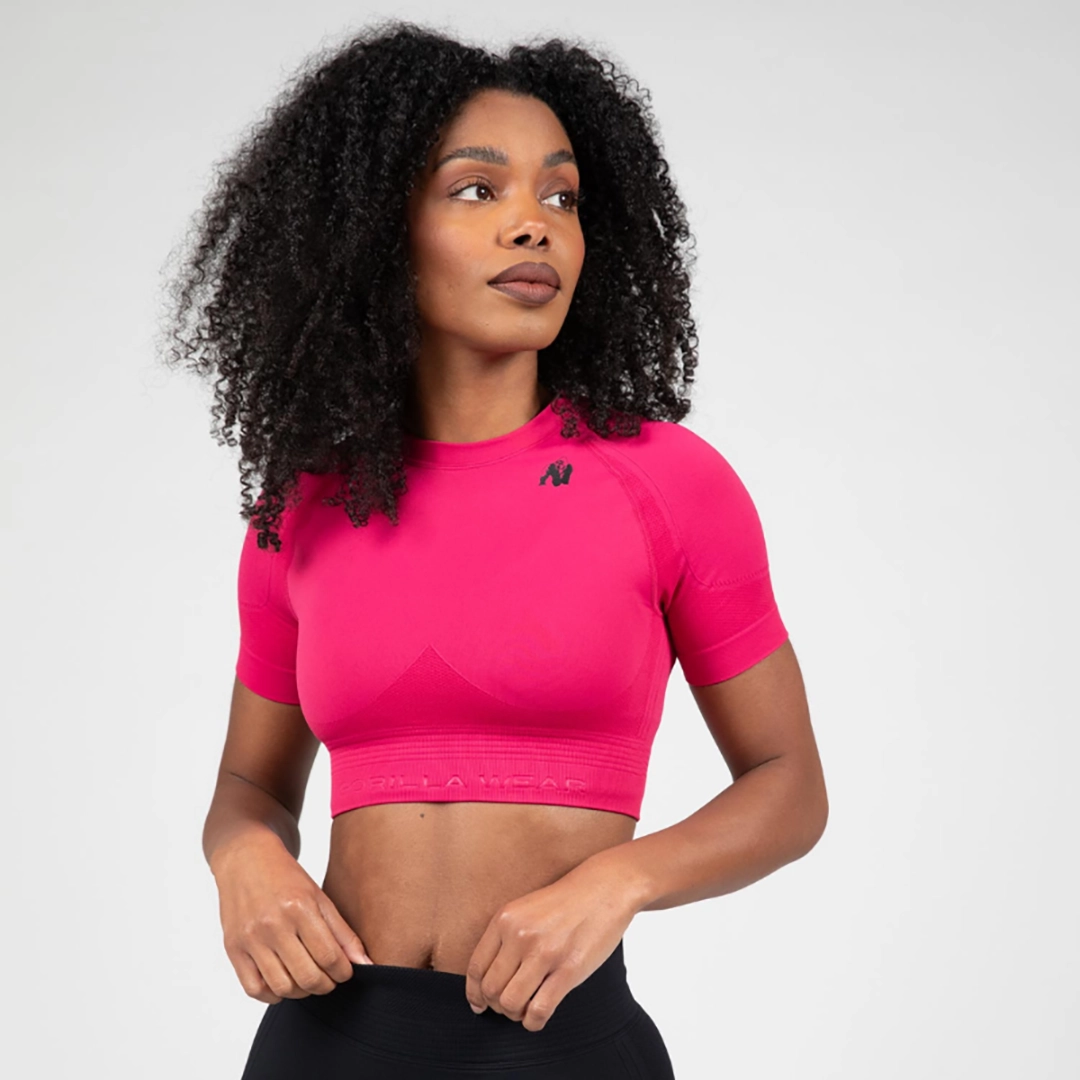 Безшевен къс топ Whitney Seamless Crop Top – Pink