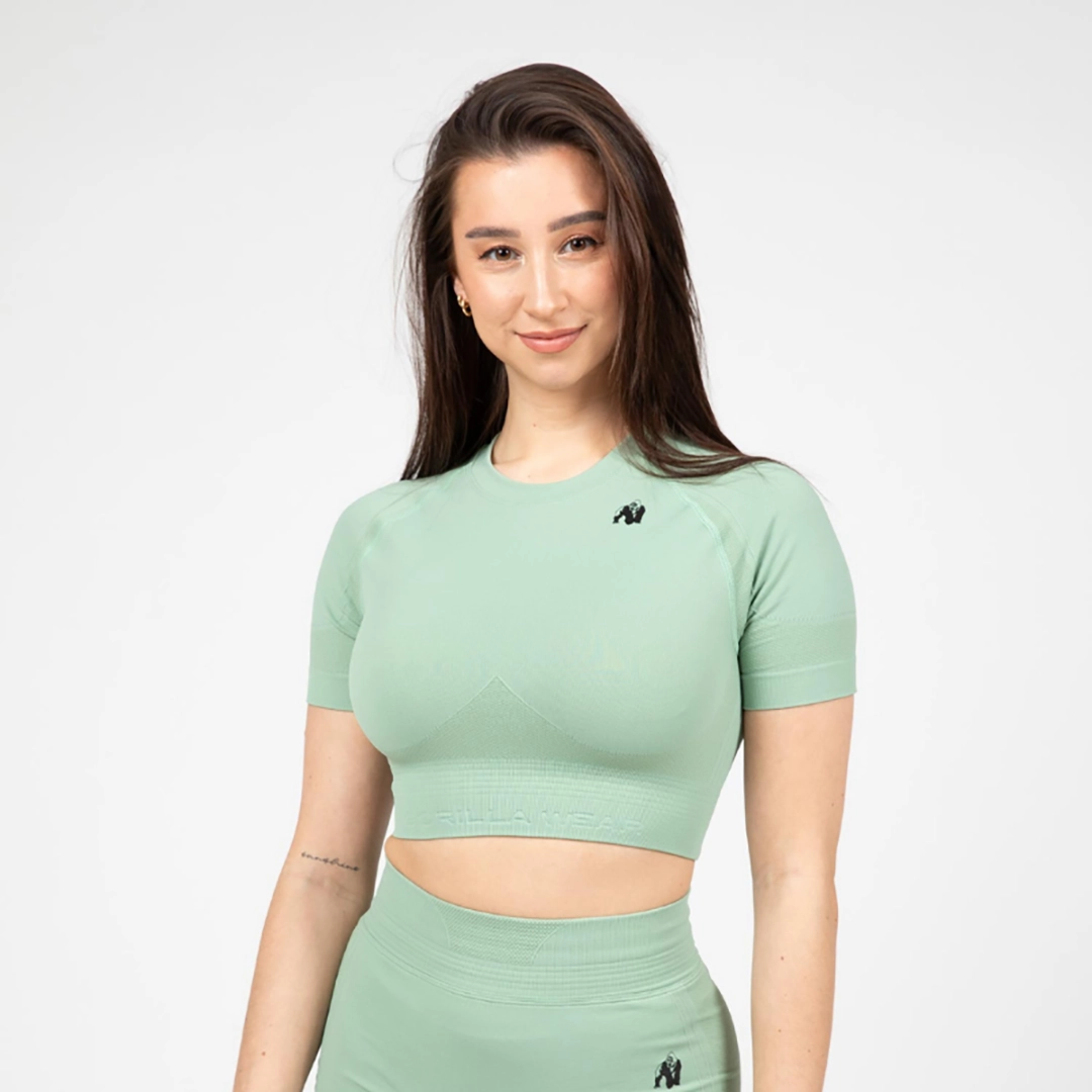 Безшевен къс топ Whitney Seamless Crop Top – Green