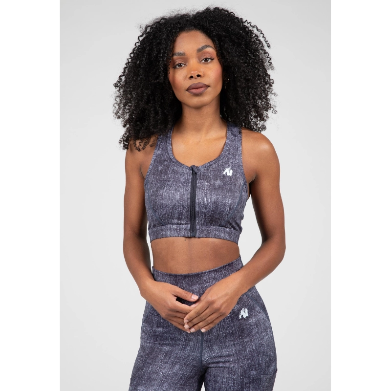 Спортен сутиен с цип Camilla Zip-Front Sports Bra – Blue Denim