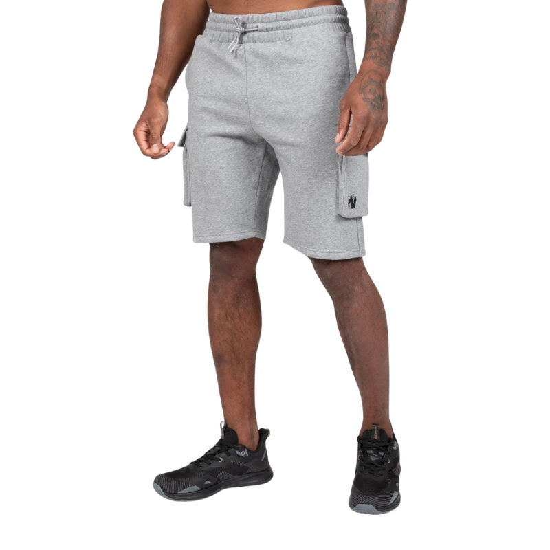 Ватиран къс карго панталон Hudson Cargo Sweat Shorts – Gray Melange