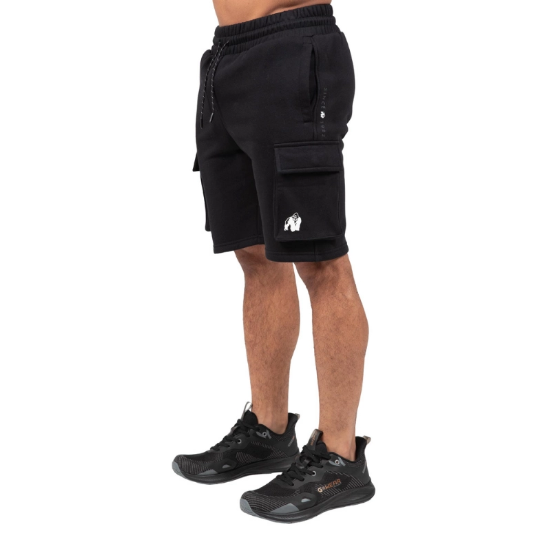 Ватиран къс карго панталон Hudson Cargo Sweat Shorts – Black