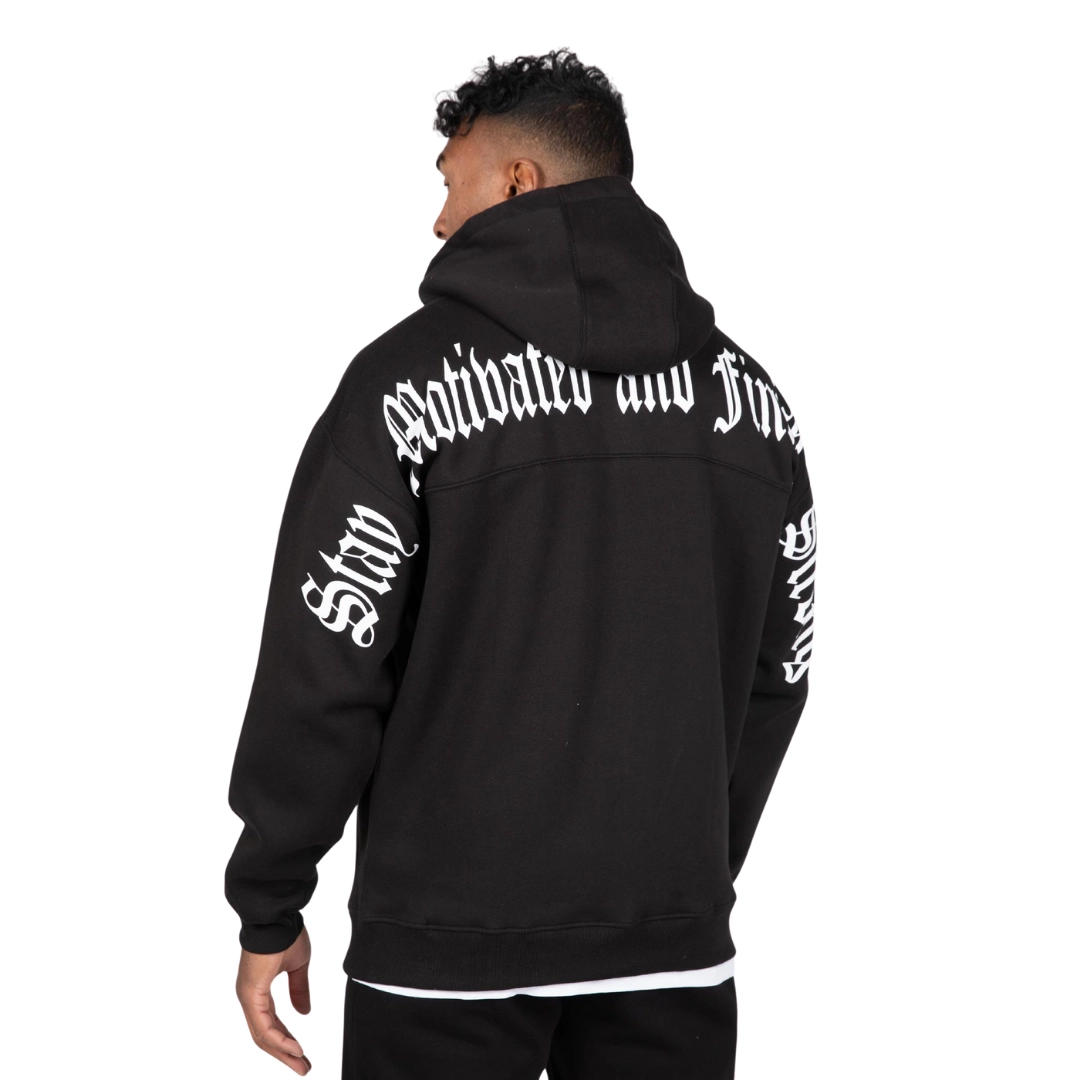 Суитшърт с контрастна щампа Utah Zipped Hoodie – Black
