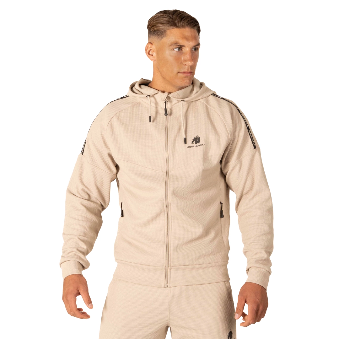 Harvey Hooded Track Jacket – Beige
