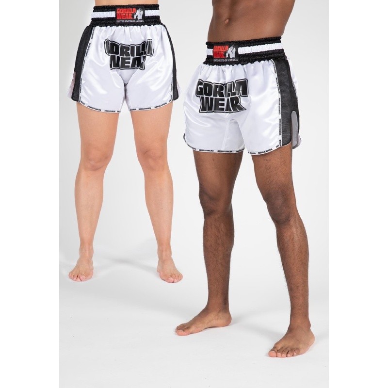 Унисекс шорти за кикбокс и муай тай Piru Muay Thai Shorts – White/Black