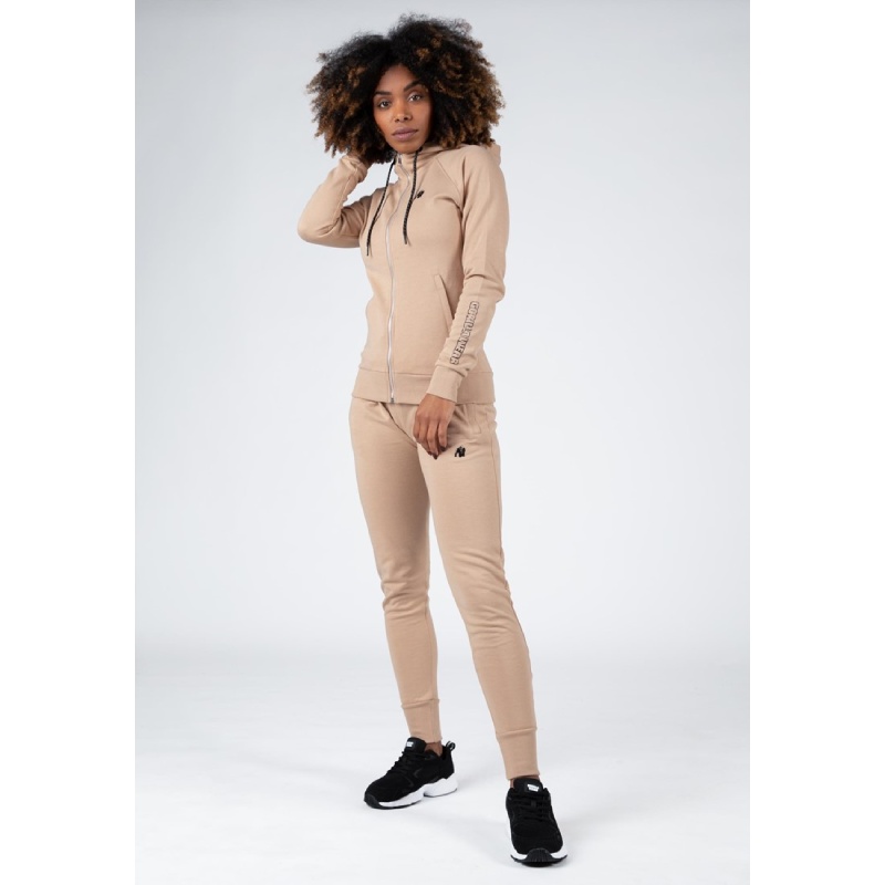 Трикотажен суитшърт Marion Zipped Hoodie – Beige