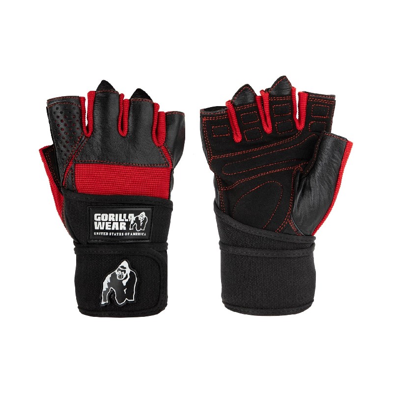 Кожени ръкавици за фитнес Dallas Wrist Wraps Gloves – Black/Red