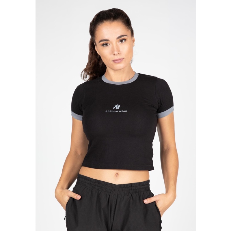 Еластична памучна тениска New Orleans Cropped T-Shirt – Black
