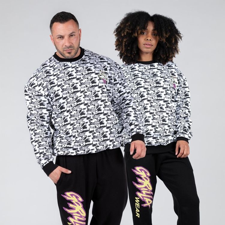 Свободен блузон с щампован гръб (унисекс) Юбилейна колекция – Legacy Oversized Sweatshirt – White/Black