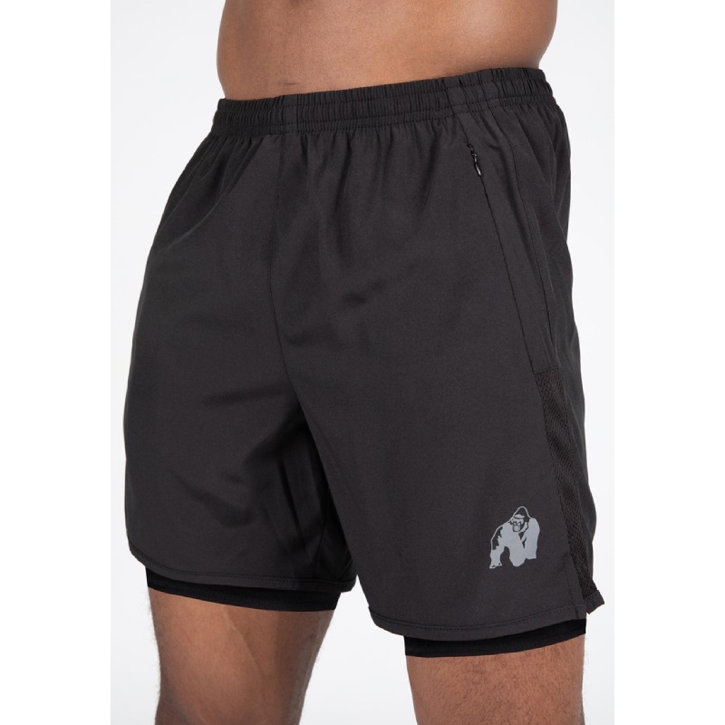 Бързосъхнещи олекотени мъжки шорти с клин Modesto 2-In-1 Shorts – Black
