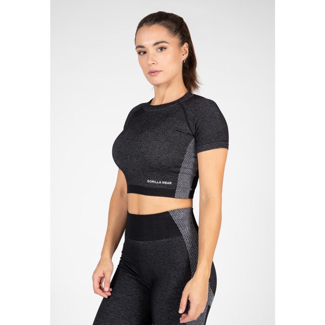 Безшевен къс топ Selah Seamless Crop Top – Black