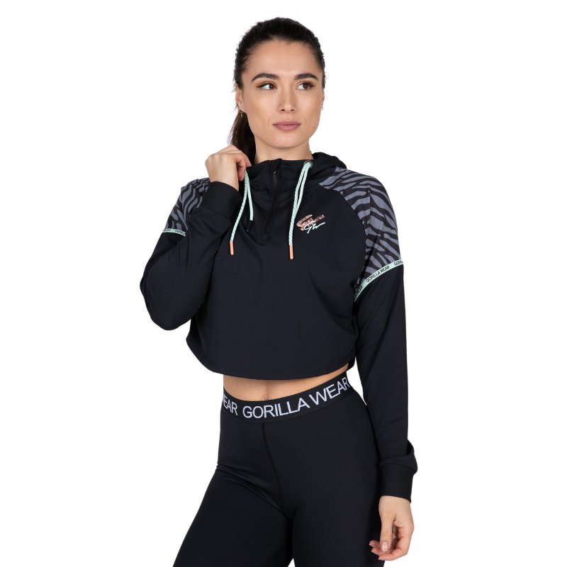 Кроп суитшърт с дълъг ръкав Zion Cropped Hoodie – Black