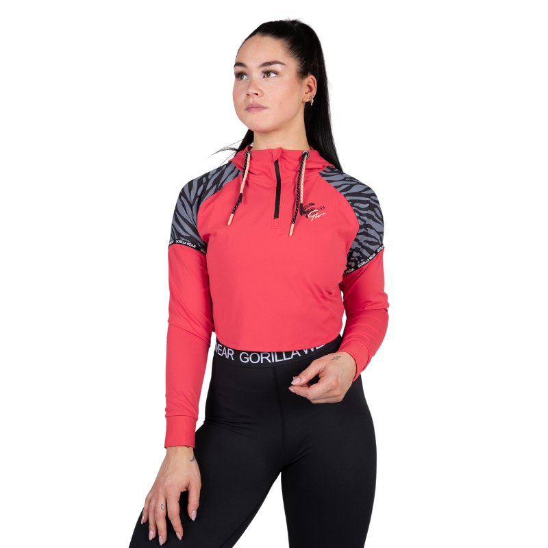 Кроп суитшърт с дълъг ръкав Zion Cropped Hoodie – Red