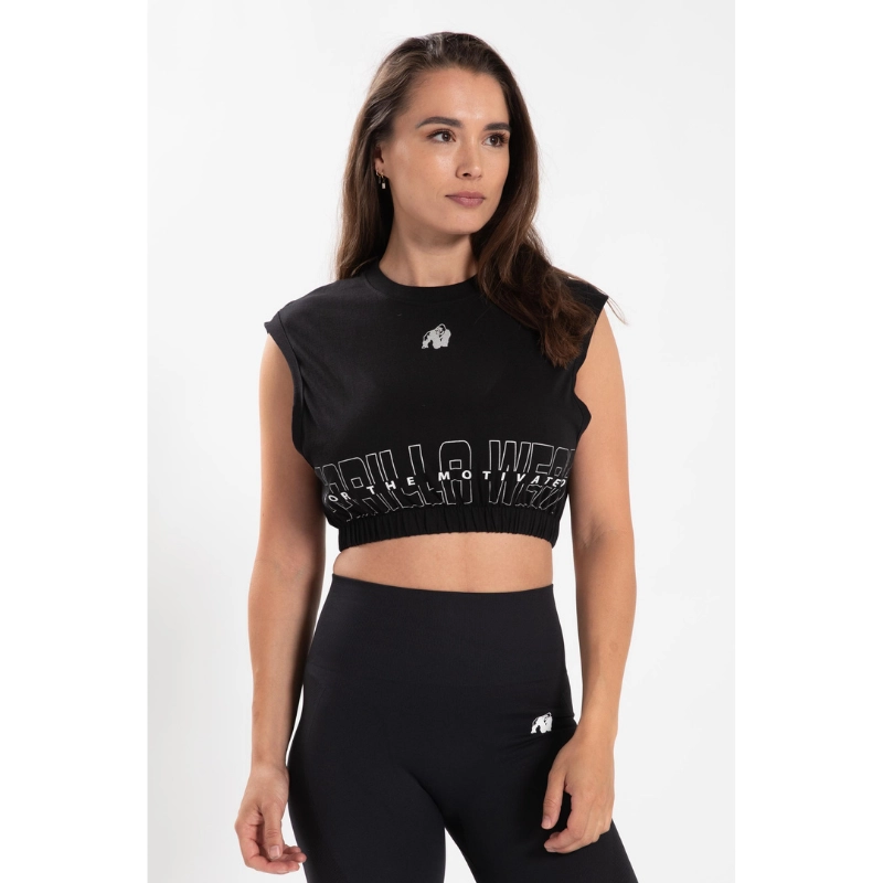 Памучен кроп топ Albion Oversized Crop Top – Black