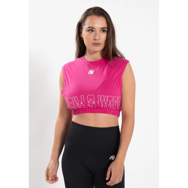 Памучен кроп топ Albion Oversized Crop Top – Pink