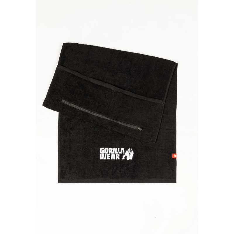 Фитнес кърпа с джоб с цип Zip Pocket Gym Towel – Black
