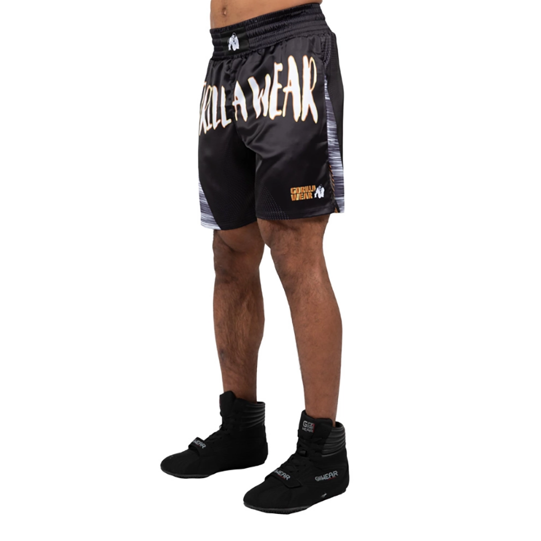 Сатенирани бойни шорти Clayton Boxing Shorts – Black/Gold