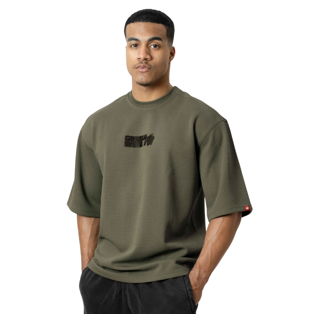 Idaho Oversized Waffle T-Shirt – Army Green