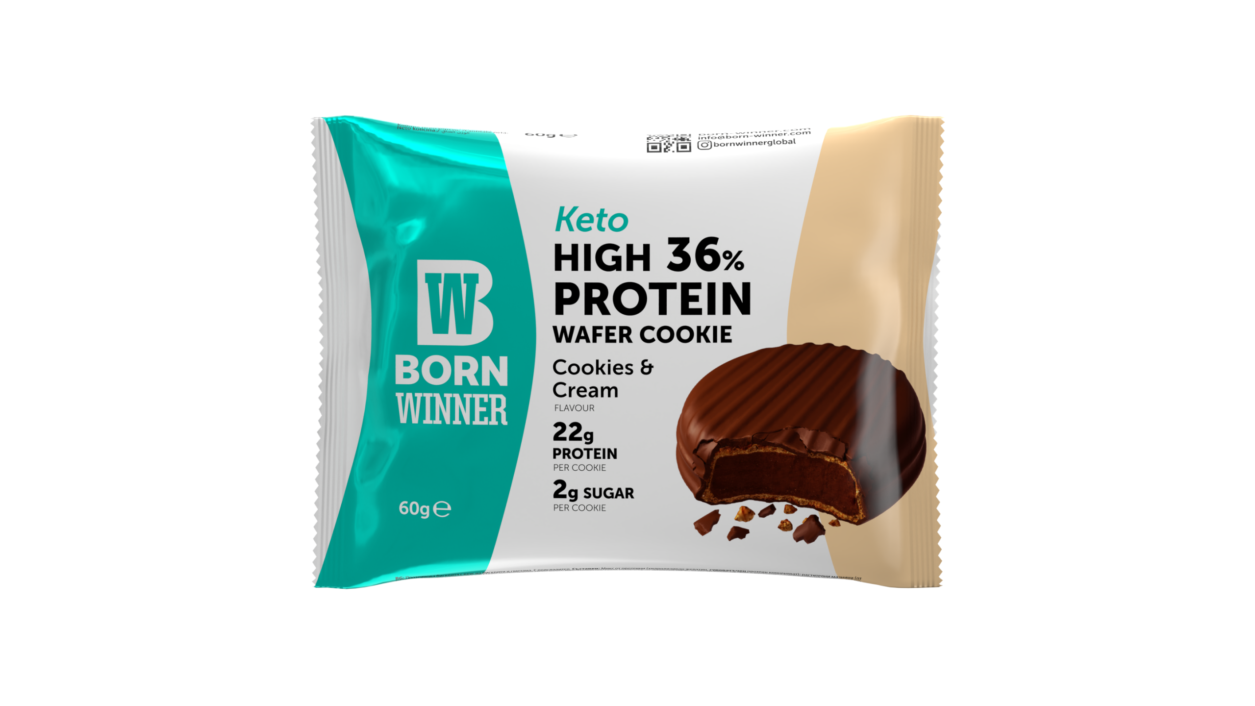 Born Winner Keto High 36% Protein Wafer Cookie Cookies & Cream 60 гр
