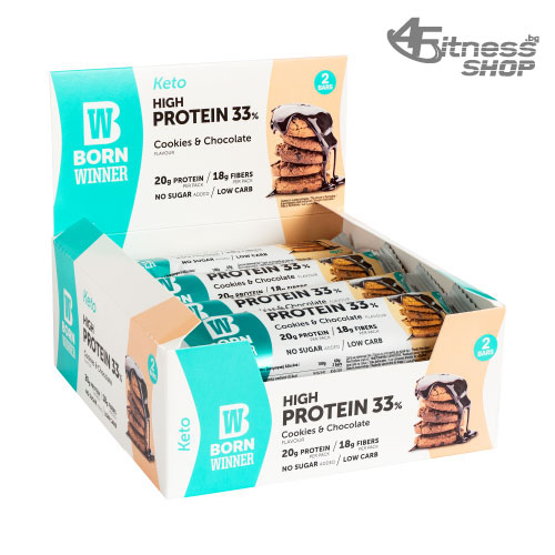 BORN WINNER Keto High Protein bar 33% Cookies & Chocolate 12×60 гр