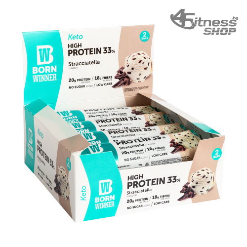 BORN WINNER Keto High Protein Bar 33% stracciatela 12×60 гр