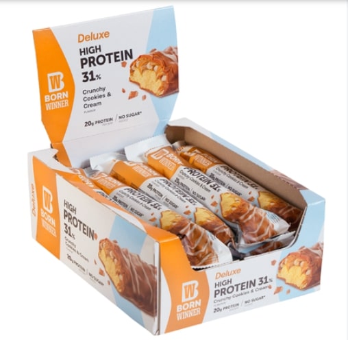 Born Winner Deluxe CRUNCHY протеинов бар – Бисквитки със сметана 12×64 гр