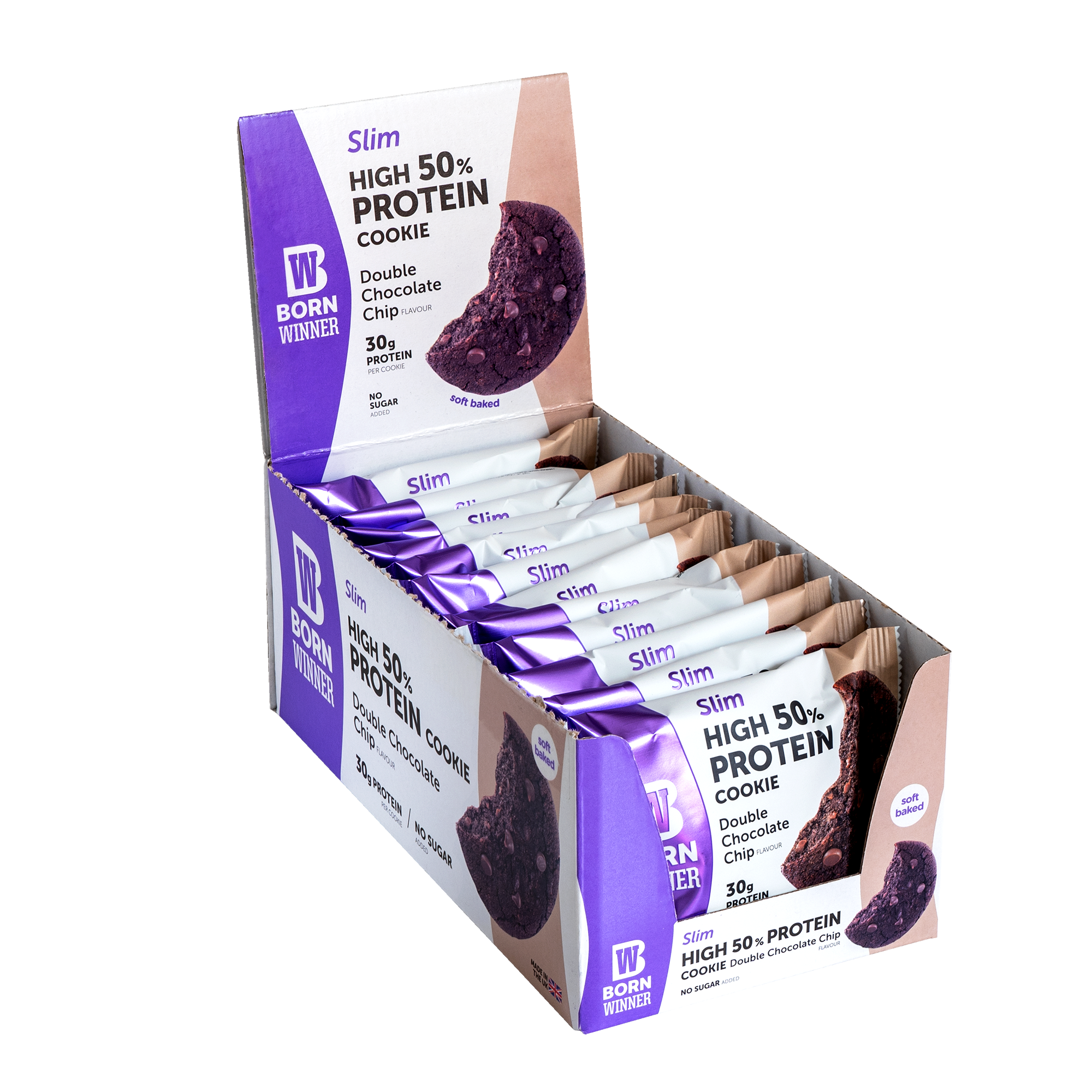 BORN WINNER Slim High 50% Protein Cookie Double Chocolate Chip 12×75 гр