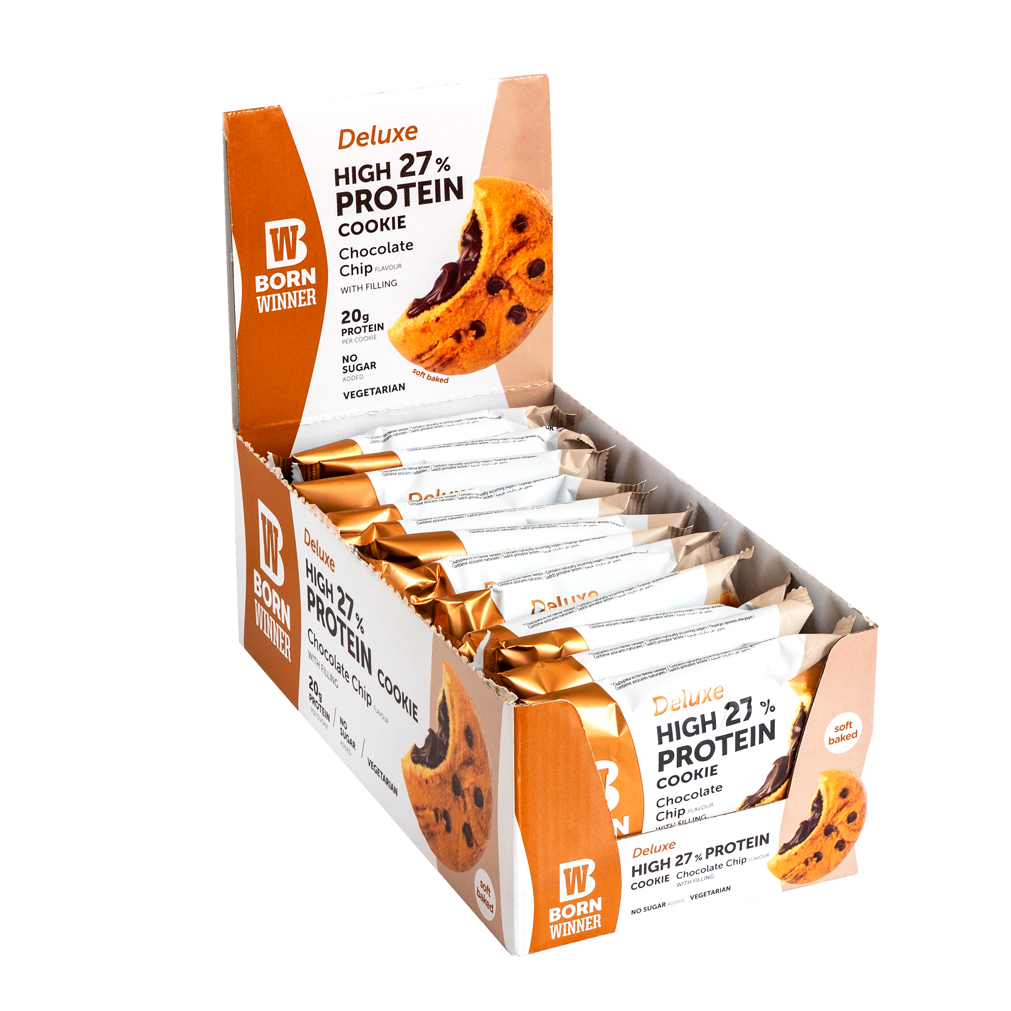 BORN WINNER Deluxe High 27% Protein Cookie Chocolate Chip 12×75 гр