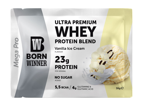 12 x Born Winner Суроватъчен протеин на прах -Ванилов садолед 30 гр.