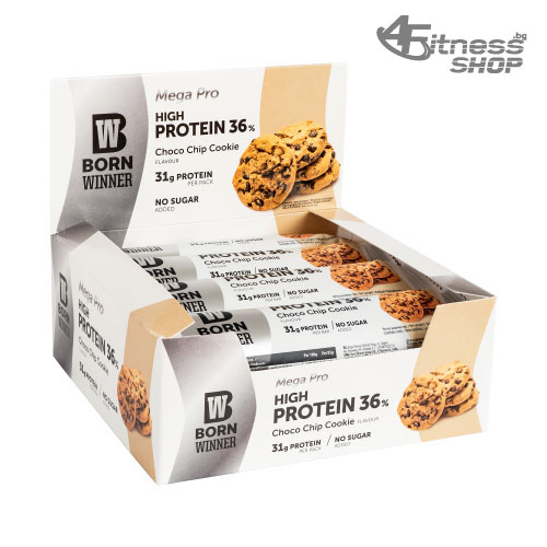 BORN WINNER Mega Pro High Protein Bar 36% Choco Chip Cookie 12×85 гр