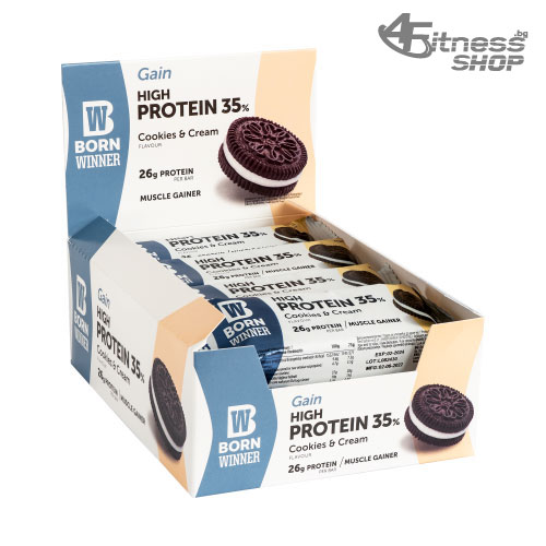 BORN WINNER Gain High Protein Bar 35 % Cookies % Cream 12×75 гр