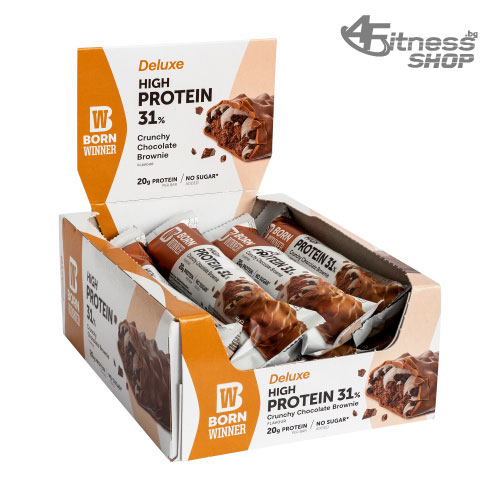 BORN WINNER Deluxe High Protein Bar 31% Crunchy Chocolate Brownie 12×64 гр