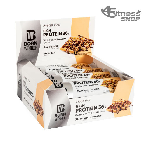 BORN WINNER Mega Pro High Protein Bar 36% Wafffle With Chocolate 12×85 гр