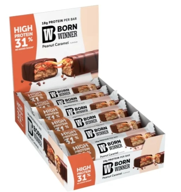BORN WINNER Deluxe High Protein Bar 31% Peanut Caramel 12×57 гр