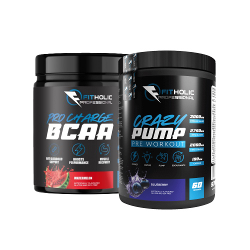 Fitholic Professional Pro Charge BCAA 720 гр / 45 дози + Fitholic Professional Crazy Pump 570 гр / 60 дози