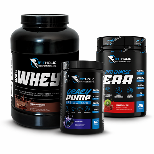 Fitholic Professional PRO STACK Whey Protein + Pre-Workout + EAA