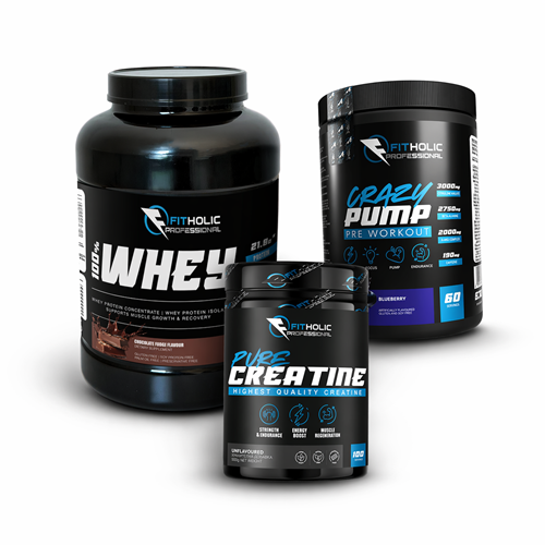 Fitholic Professional COMPLETE FITNESS STACK Protein + Pre-Workout + Creatine Monohydrate