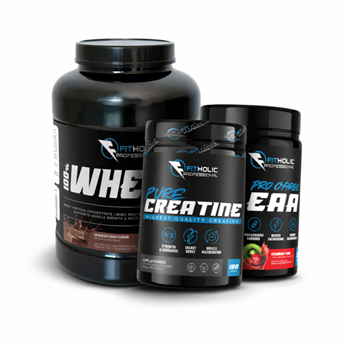 Fitholic Professional ADVANCED MASS STACK Whey Protein + Creatine Monohydrate + Essential Amino Acids